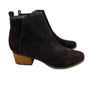 Blondo Waterproof Leather Bootie Womens 10 Brown Zip Block Heel Comfort